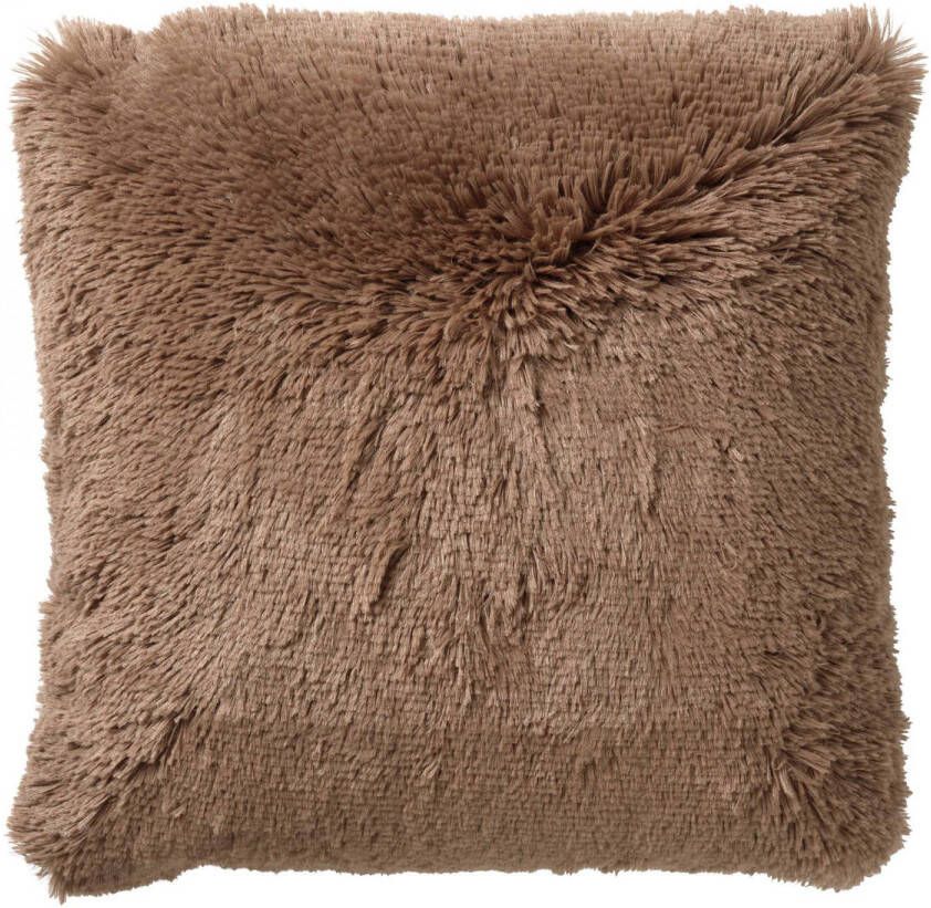 Dutch Decor FLUFFY Kussenhoes 60x60 cm superzacht XL kussensloop Tobacco Brown bruin