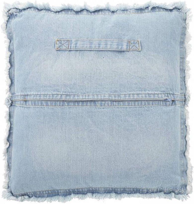 Dutch Decor FUTON Sierkussen denim 50x50 cm blauw jeans met rits lounge kussen