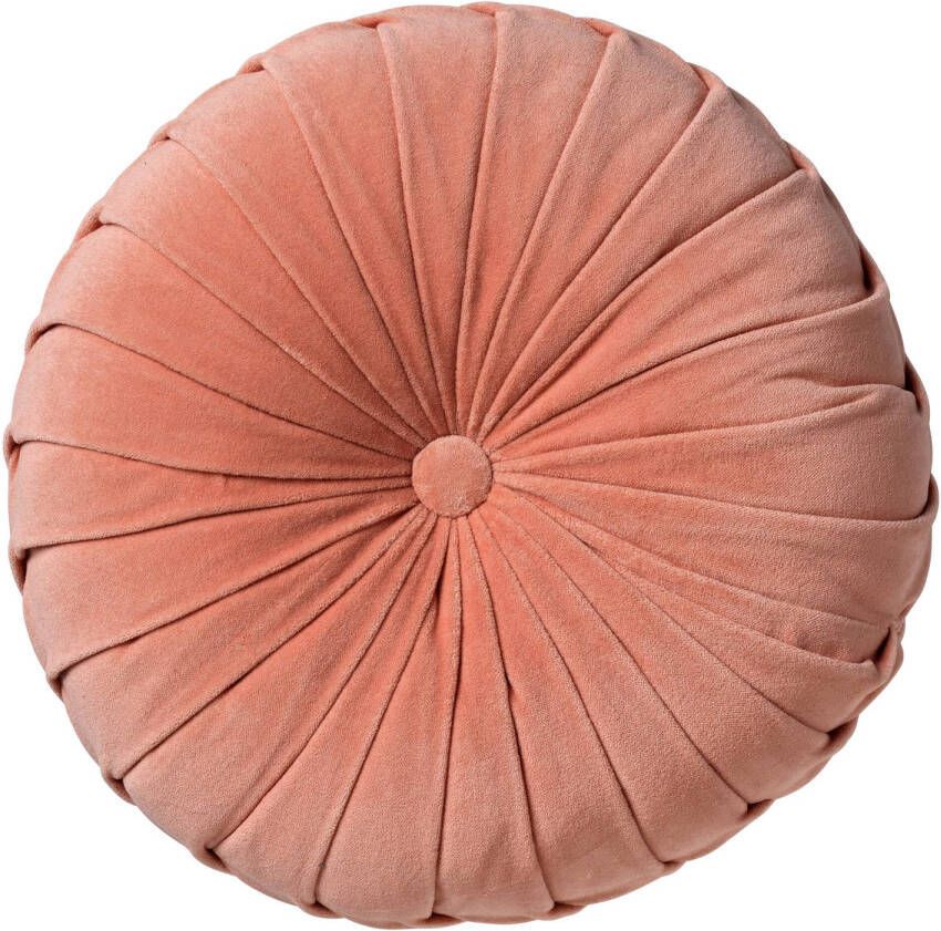 Dutch Decor KAJA Sierkussen rond velvet Ø40 cm Muted Clay roze