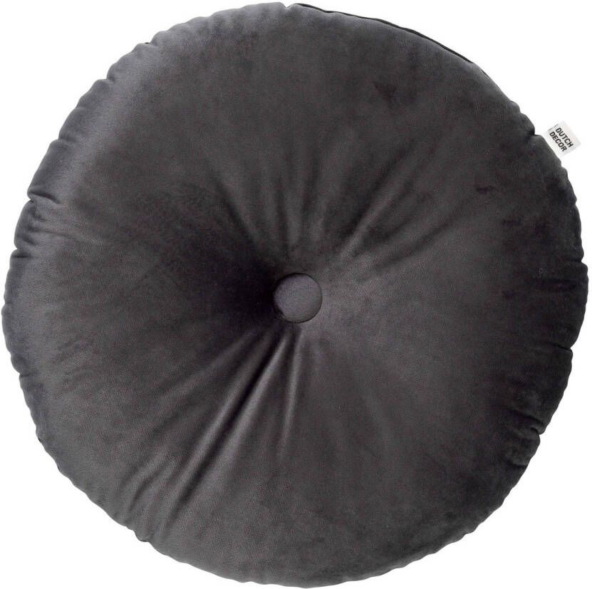 Dutch Decor OLLY Sierkussen rond velvet Ø40 cm Charcoal Gray antraciet