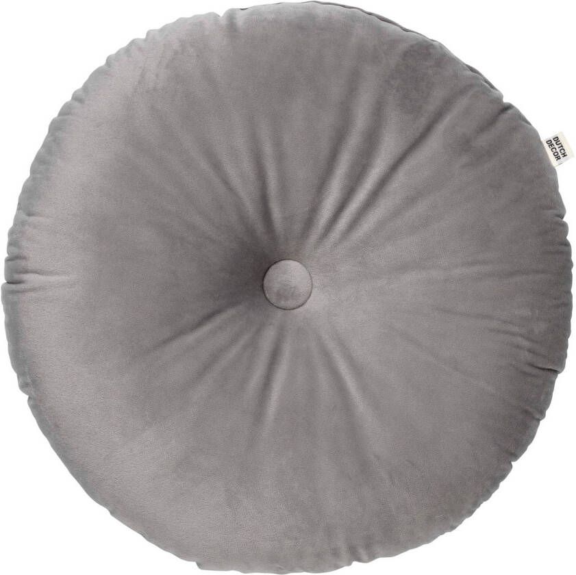 Dutch Decor OLLY Sierkussen rond velvet Ø40 cm Micro Chip lichtgrijs