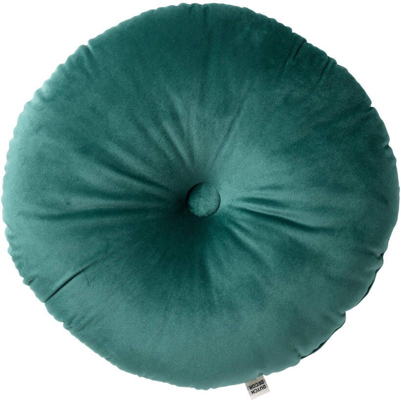 Dutch Decor OLLY Sierkussen rond velvet Ø40 cm Sagebrush Green groen