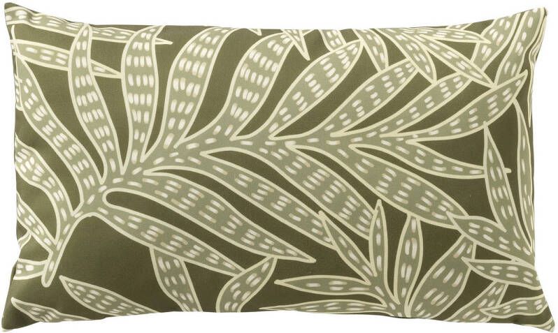 Dutch Decor SAMUEL Kussenhoes voor buiten 30x50 cm outdoor waterafstotend en uv-bestendig bladprint Olive Br