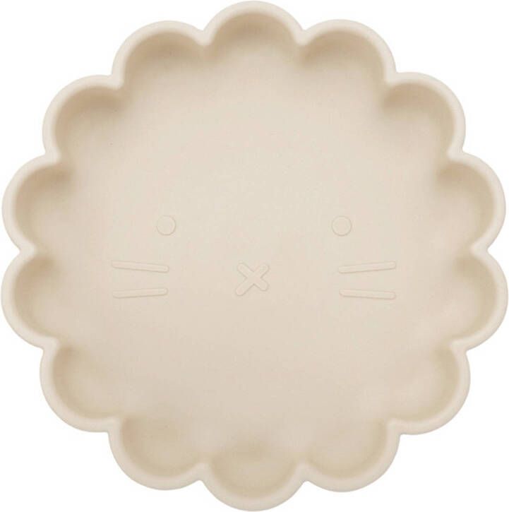 Dutsi Welpje Serie Siliconen Babybord met Leeuwen Ontwerp 18 cm Licht Beige