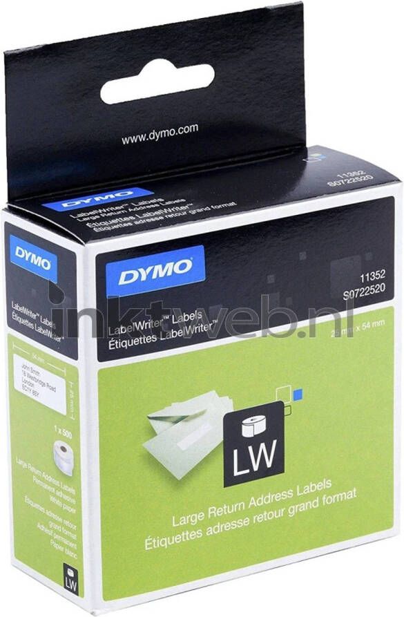 Dymo 11352 Return labels 25 mm x 54 mm wit labels