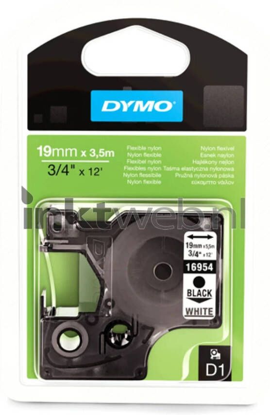 Dymo D1 flexibel zwart op wit breedte 19 mm labels