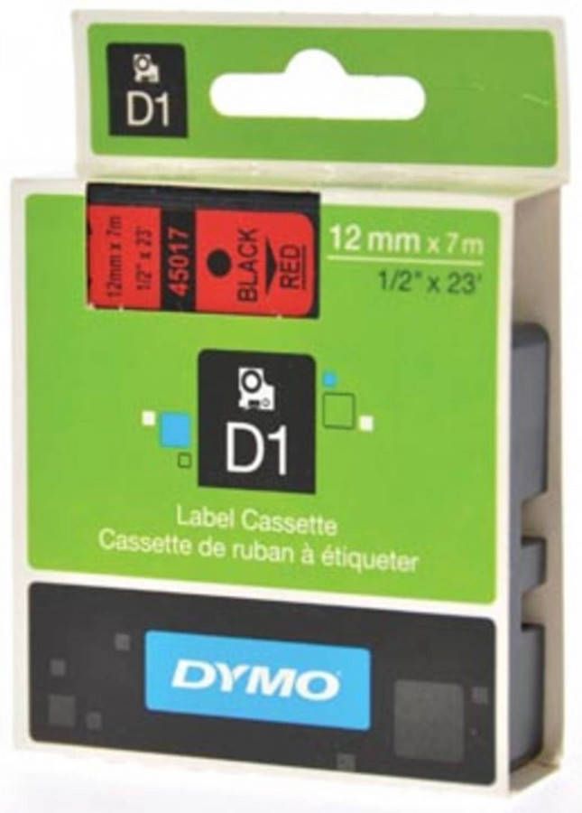 Dymo D1 zwart op rood breedte 12 mm labels