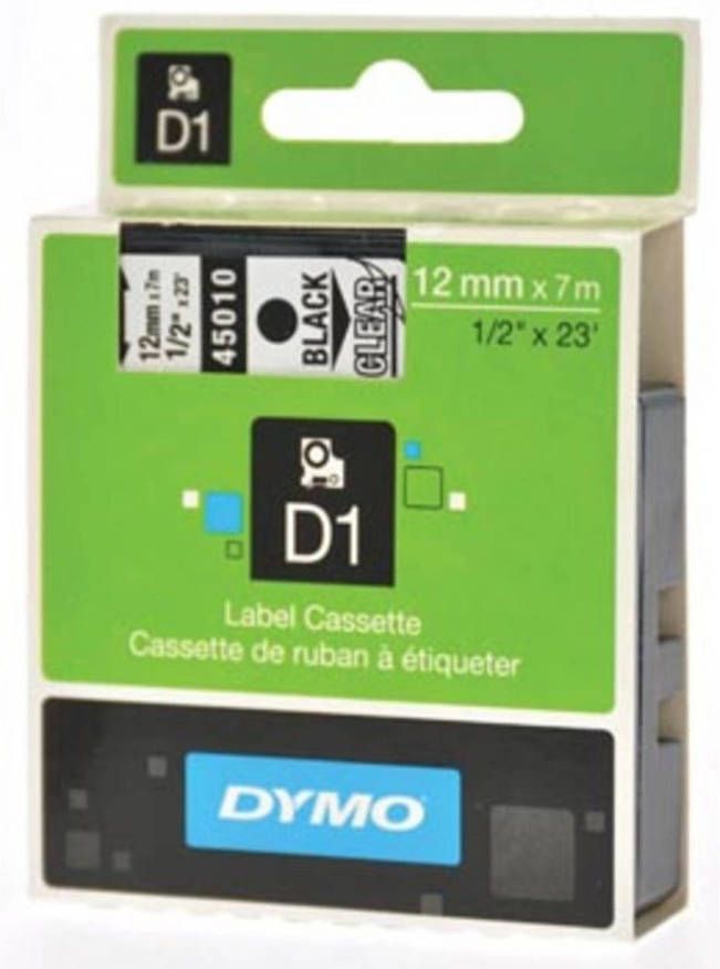 Dymo D1 tape 12 mm zwart op transparant