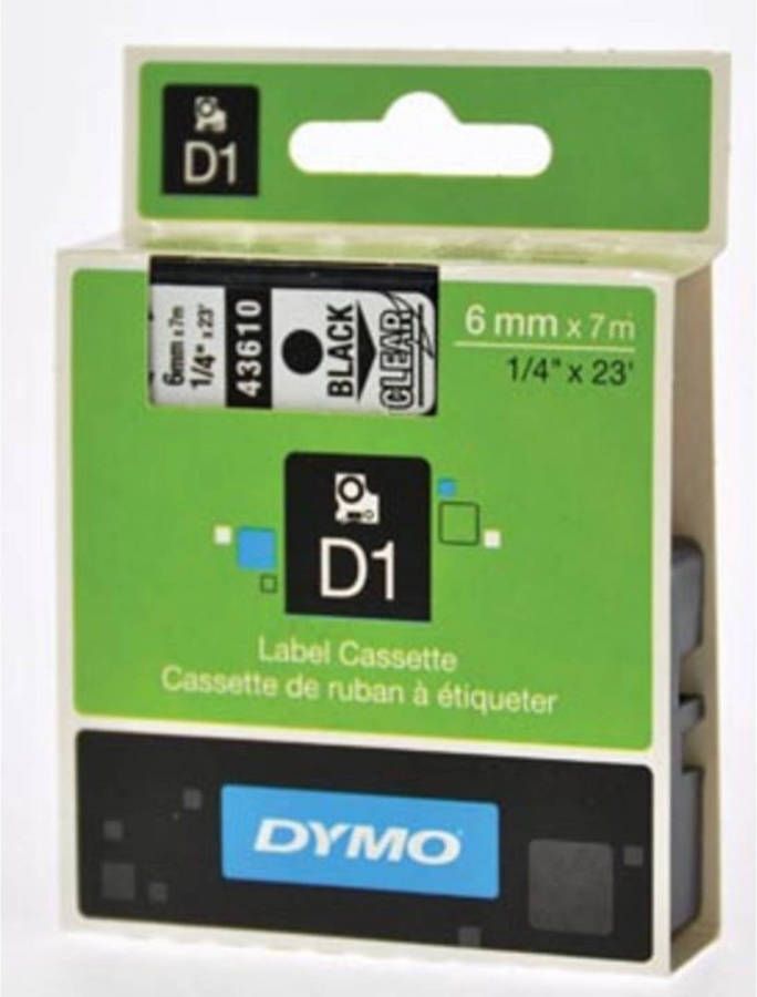 Dymo D1 zwart op transparant breedte 19 mm labels