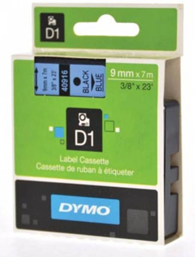 Dymo D1 tape 9 mm zwart op blauw