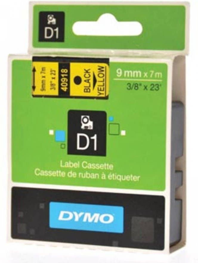 Dymo D1 tape 9 mm zwart op geel