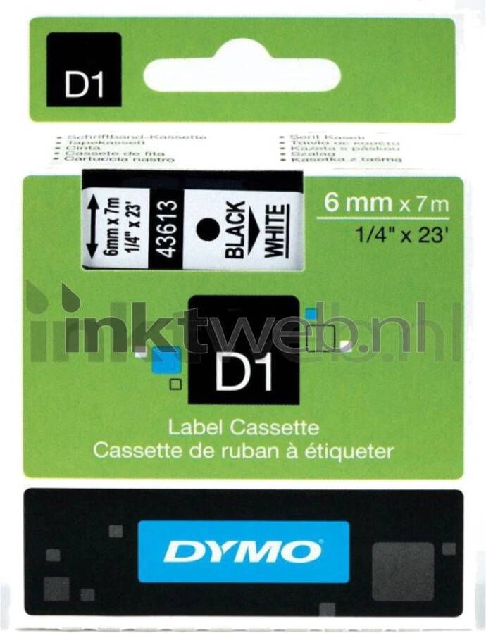 Dymo D1 zwart op transparant breedte 7 mm labels