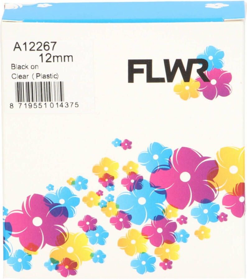 Dymo FLWR 12267 zwart op transparant breedte 12 mm labels
