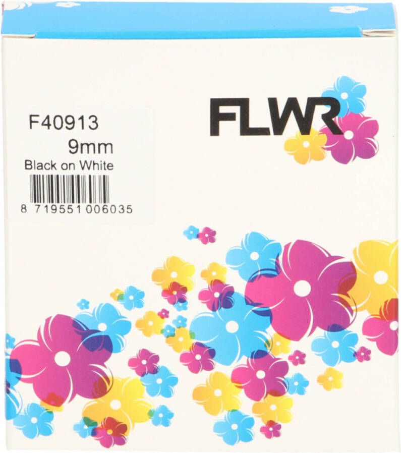 Dymo FLWR 40913 zwart op wit breedte 9 mm labels