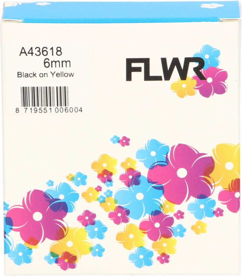 Dymo FLWR 43618 zwart op geel breedte 6 mm labels