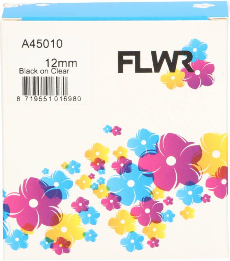 Dymo FLWR 45010 zwart op transparant breedte 12 mm labels
