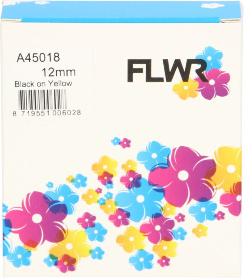 Dymo FLWR 45018 zwart op geel breedte 12 mm labels