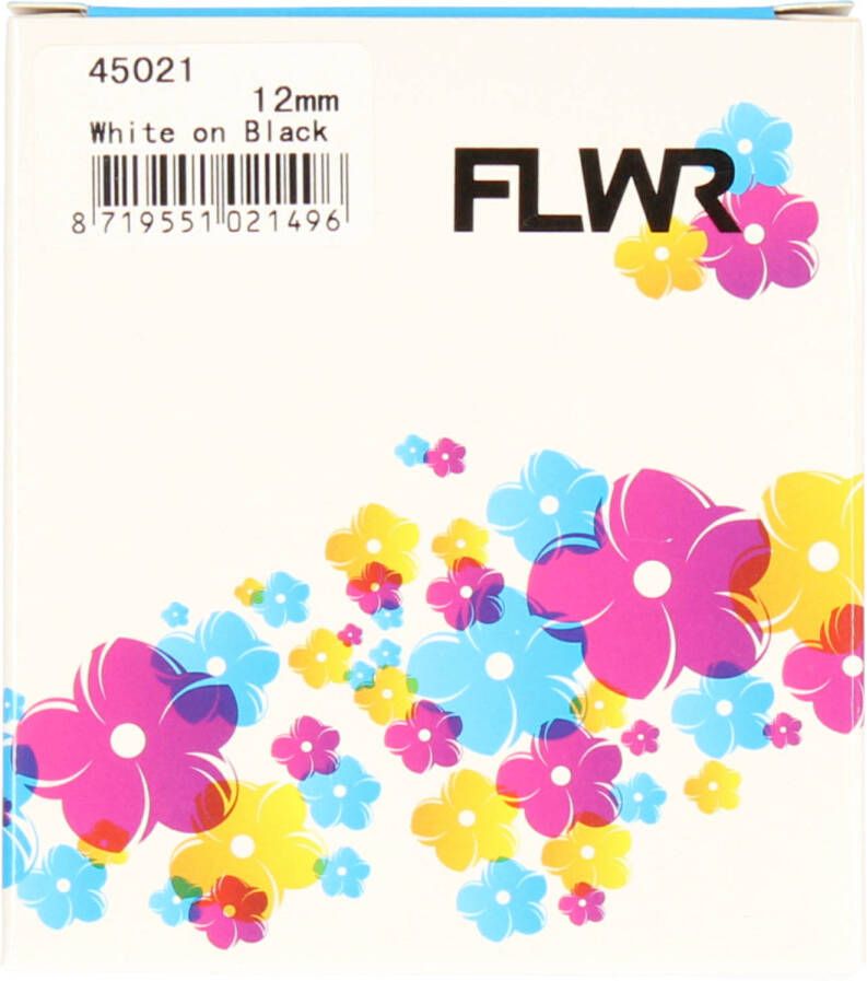Dymo FLWR 45021 wit op zwart breedte 12 mm labels