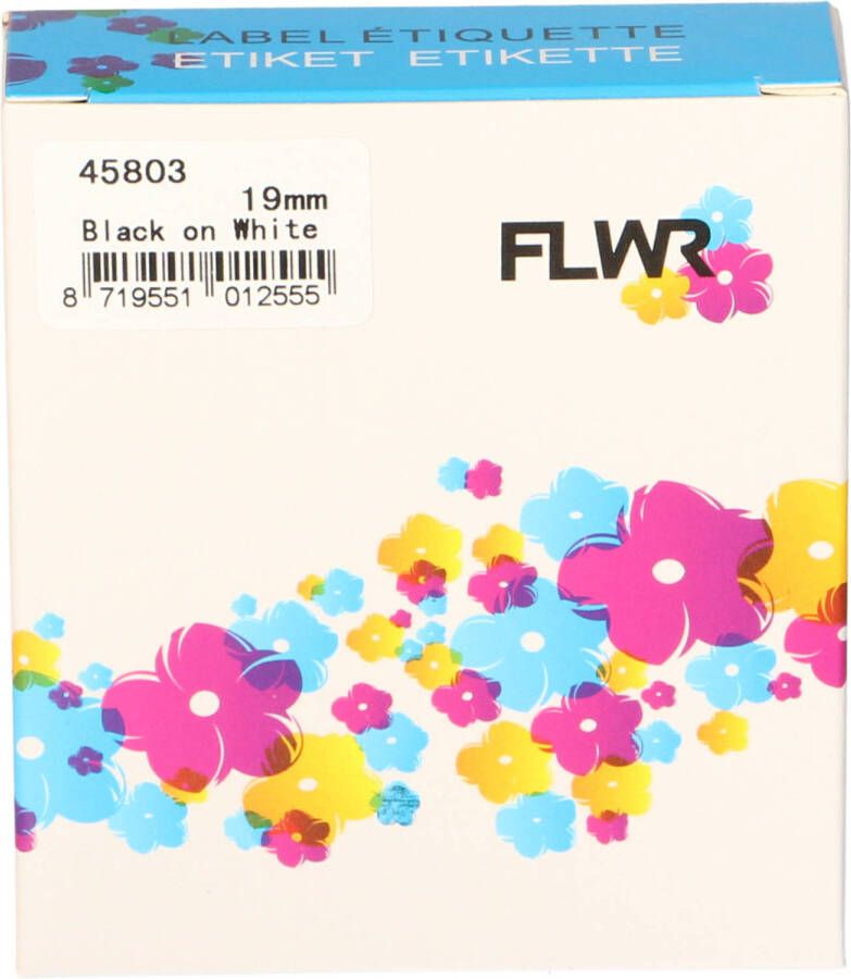 Dymo FLWR 45803 zwart op wit breedte 19 mm labels
