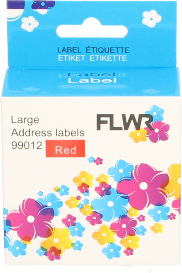 Dymo FLWR 99012 adreslabel 36 mm x 89 mm rood labels