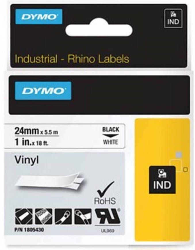 Dymo RHINO vinyltape 24 mm zwart op wit