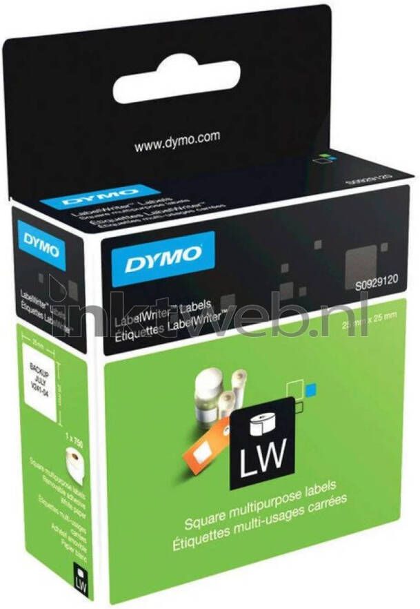 Dymo S0929120 25 mm x 25 mm wit labels