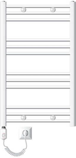LuxeBath ECD Germany Badkamerverwarmer elektrisch 600 x 800 mm met verwarmingselement 1200 W wit recht met zijaansluiting
