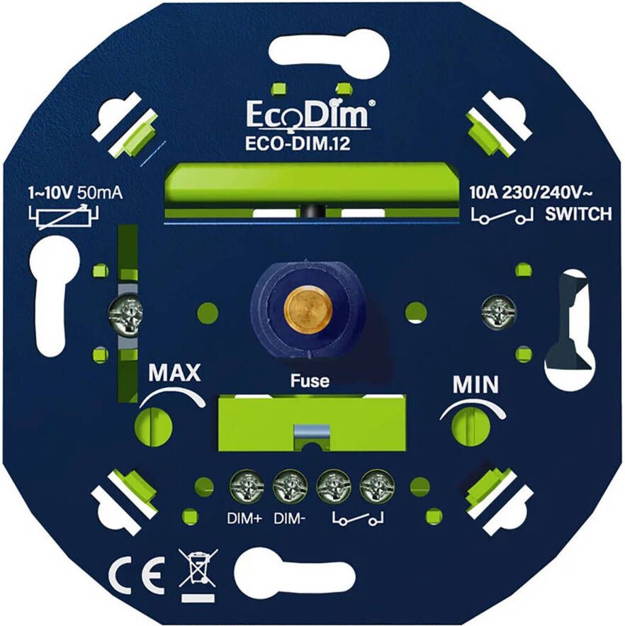 EcoDim LED Dimmer ECO-DIM.12 Inbouw Enkel Knop 1-10V (50mA)