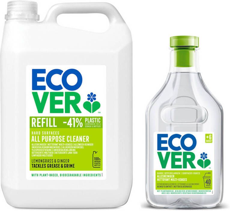 Ecover Allesreiniger Citroengras & Gember Reinigt & Ontvet 5L + 1 L Gratis Voordeelverpakking