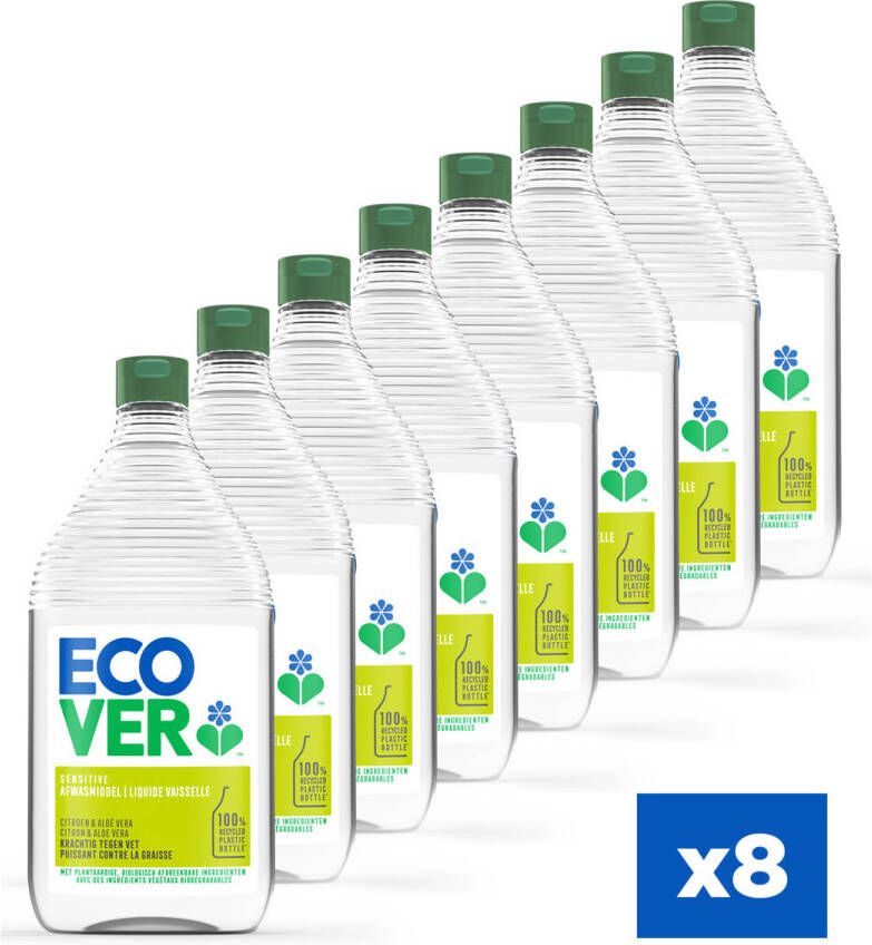 Ecover Afwasmiddel Citroen & Aloë Vera Krachtig tegen vet 8 x 950 ml Voordeelverpakking