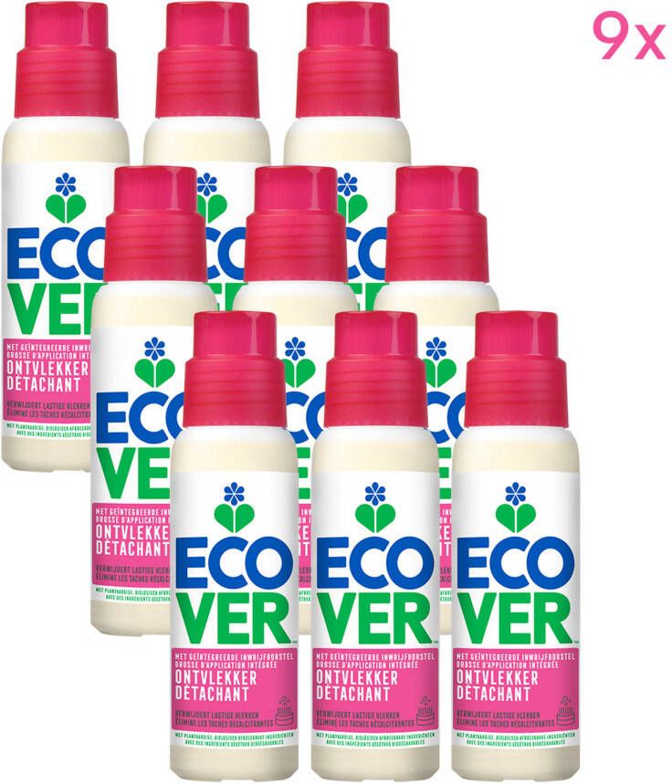 Ecover Vlekkenverwijderaar voor Kleding Voordeelverpakking 9 x 200ml Krachtige Vlekkenreiniger met Inwrijfborstel