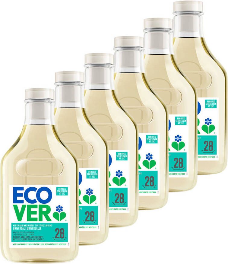 Ecover Vloeibaar Wasmiddel Universeel Reinigt Verzorgt & Hernieuwt 6 x 1 43L Voordeelverpakking