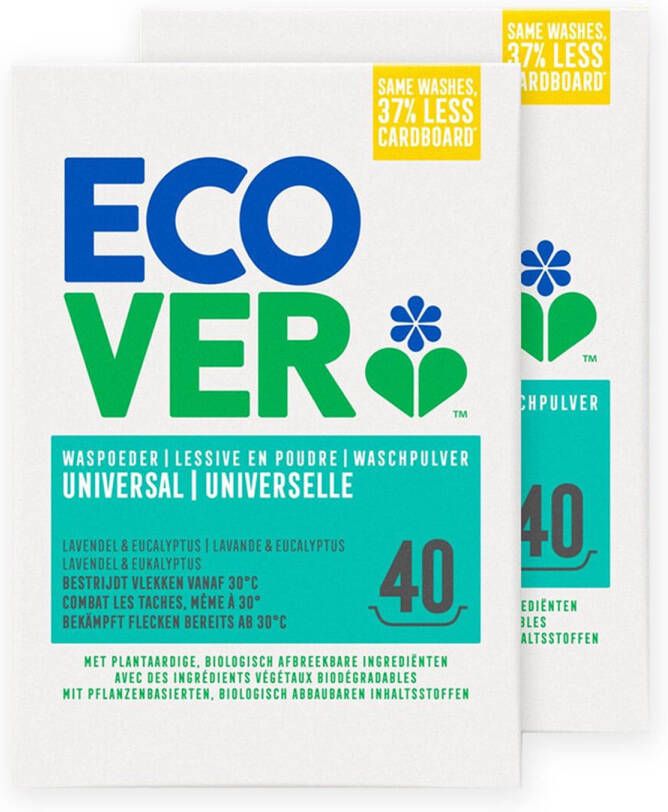 Ecover Waspoeder Universeel Bestrijdt Vlekken 80 wasbeurten Voordeelverpakking