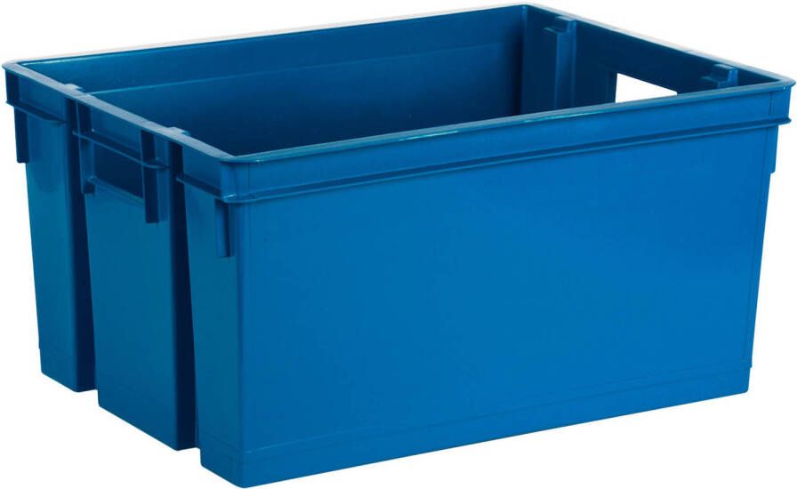 Eda Opbergbox opbergkrat 50 L blauw kunststof 56 x 41 x 29 stapelbaar nestbaar Opbergbox