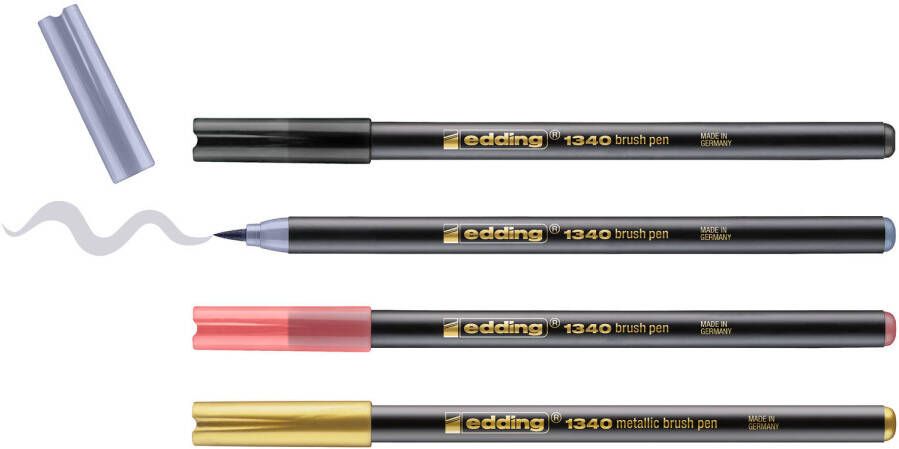 Edding 1340 4S Metallic Brush Pen Lettering set -assorti 4 stuks variabel