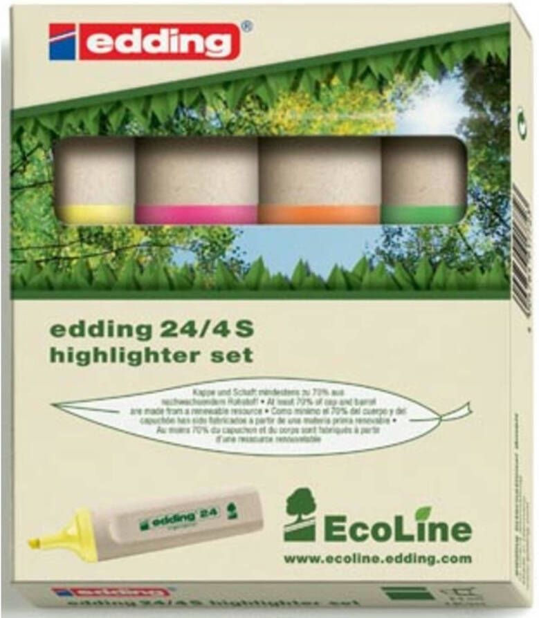 Edding Markeerstift Ecoline e-24 etui van 4 stuks in geassorteerde kleuren