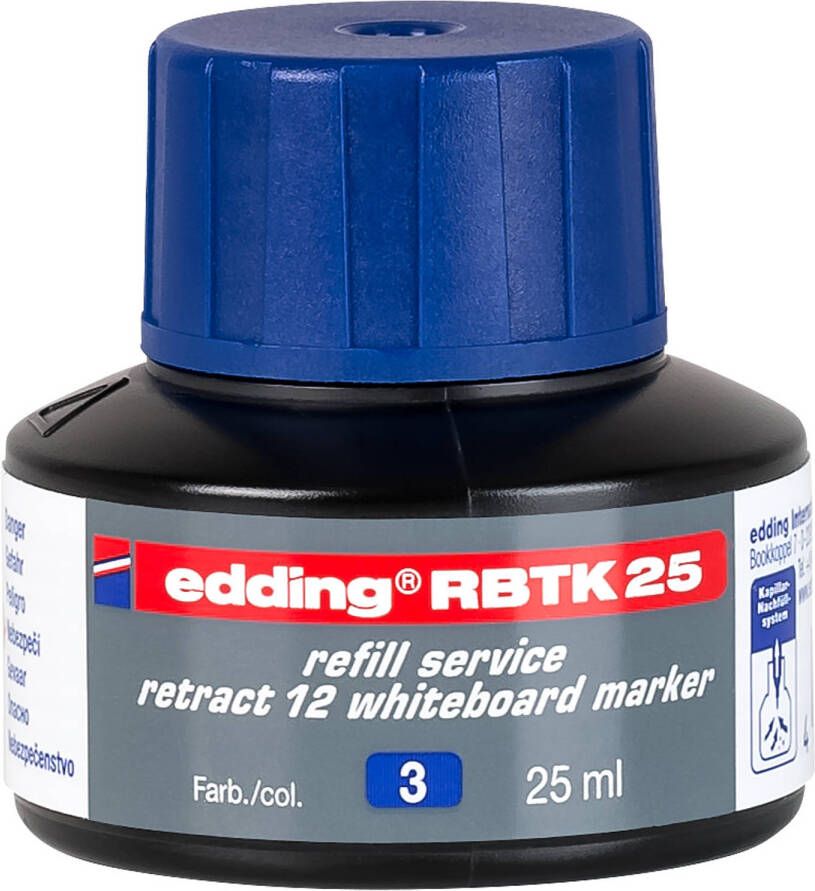 Edding RBTK 25 (25 ml) navulinkt voor boardmarkers o.a. e-12 kleur; blauw potje