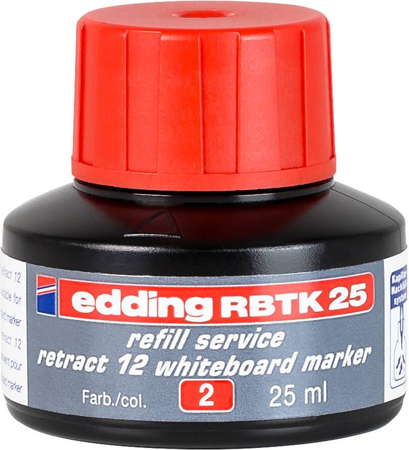 Edding RBTK 25 (25 ml) navulinkt voor boardmarkers o.a. e-12 kleur; rood potje