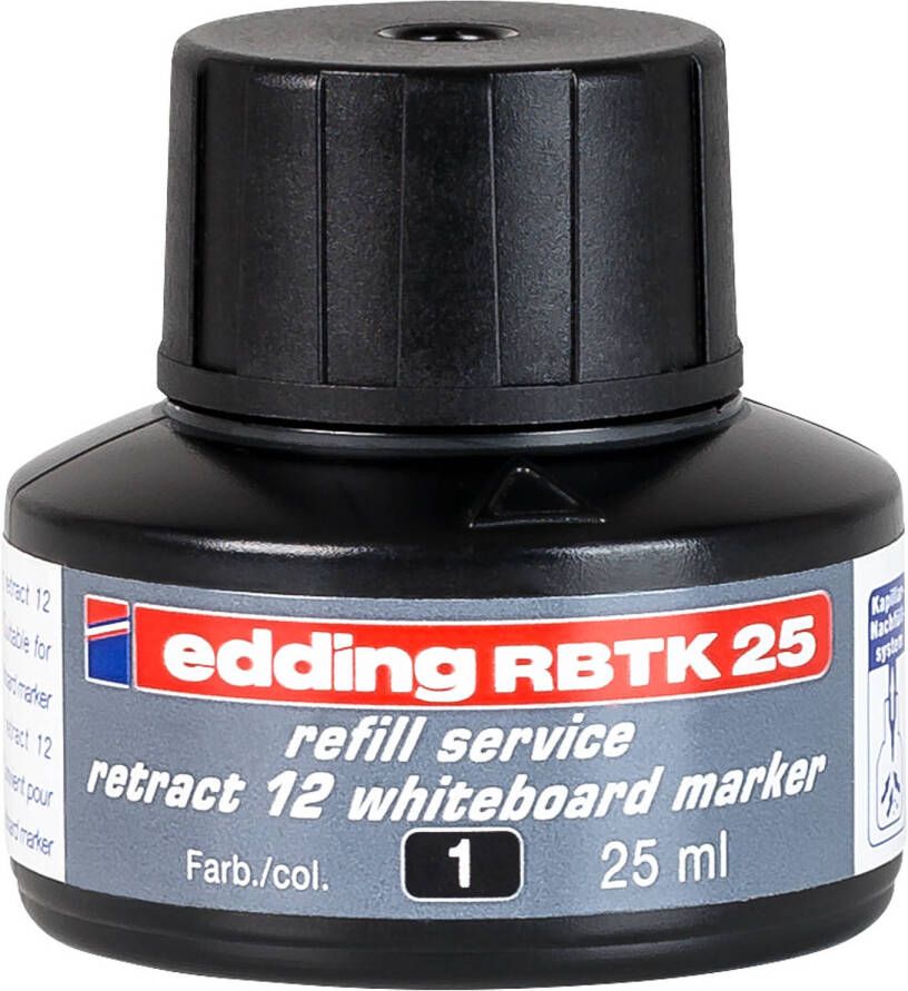 Edding RBTK 25 (25 ml) navulinkt voor boardmarkers o.a. e-12 kleur; zwart potje
