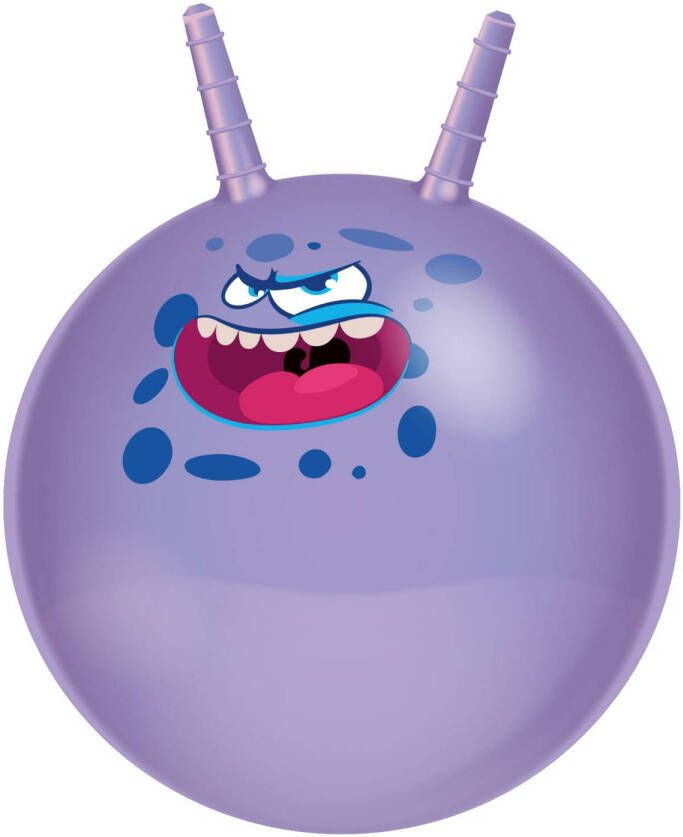 Eddy Toys Skippybal funny faces paars Dia 45 cm buitenspeelgoed voor kleine kinderen Skippyballen