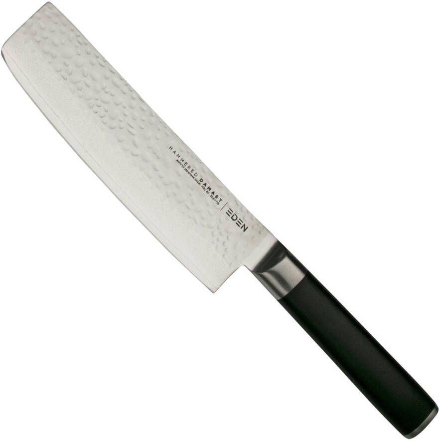 Eden Hammered Damast 2031-116 Nakiri-Mes 16 5 cm Zwart G10 Handgreep Gehamerd Damaststaal Lemmet 60 HRC AUS-10 Damaststaal