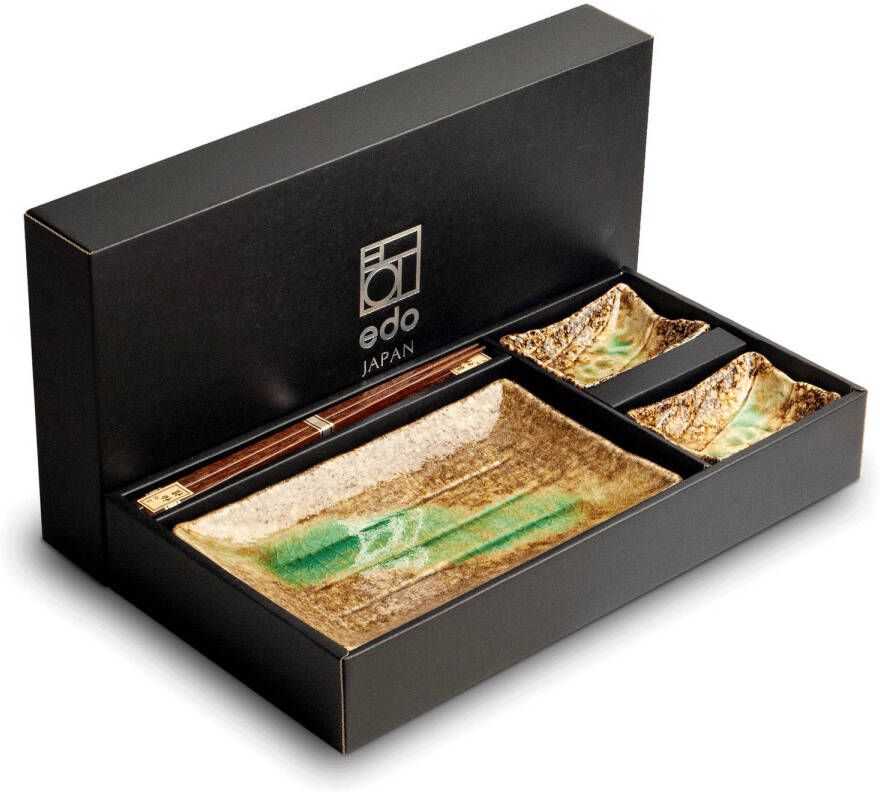 Edo Japan Sushi Servies Set Made in Japan 6-Delig 2 Persoons Hoogwaardige kwaliteit Verpakt in Giftbox Perfect voor uit of als cadeau!