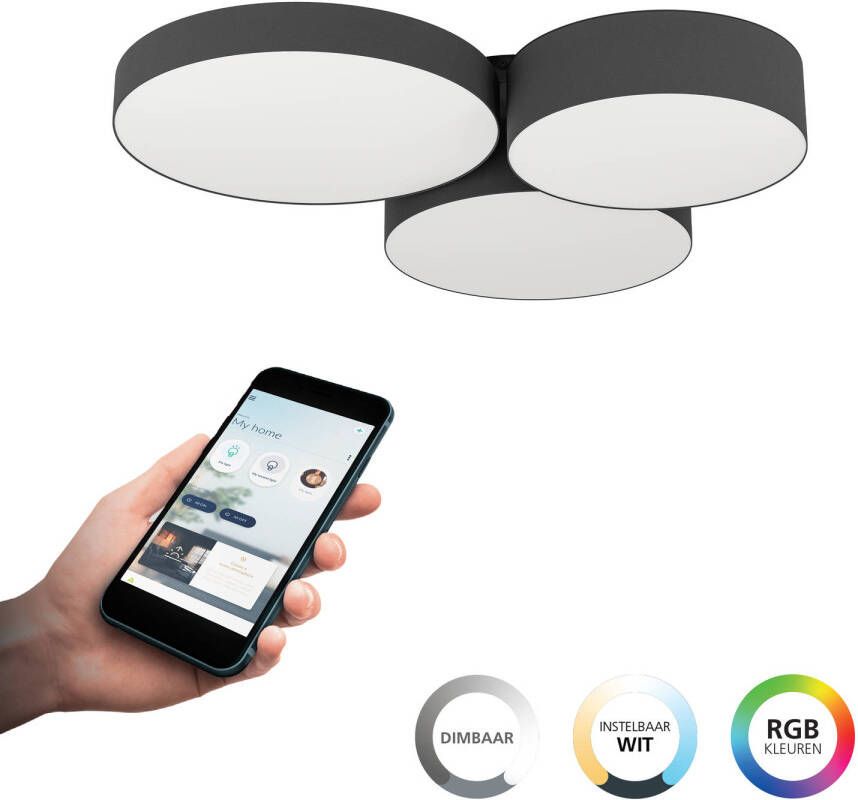 EGLO Connect .z Barbano-Z Plafondlamp 60 5 cm Zwart Wit Instelbaar RGB & wit licht Dimbaar Zigbee