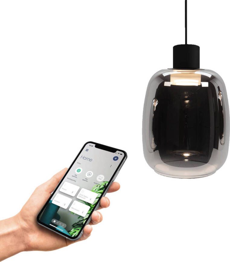 EGLO connect.z Molochio-Z Hanglamp LED Staal;Glas Zwart