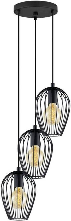 EGLO Hanglamp NEWTOWN hanglamp zwart staal E27 pendellamp rond Hanglamp eenvoudig vintage retro woonkamer eetkamer 130x38cm - Foto 9