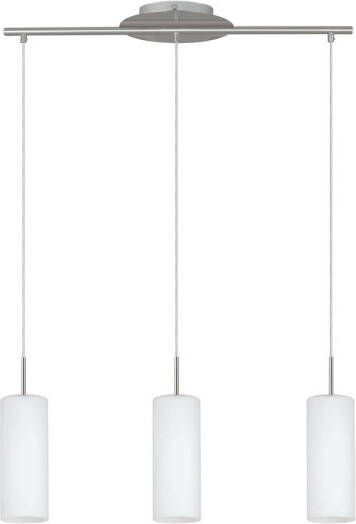 EGLO  Troy 3 - Hanglamp - 3 Lichts - Nikkel-Mat - Wit Gelakt