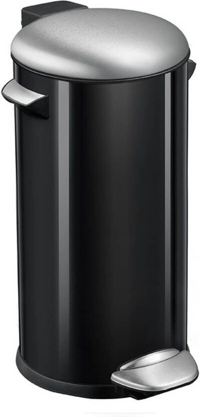 EKO Belle Deluxe pedaalemmer 30 liter Steel Plastic zwart glanzend mat RVS