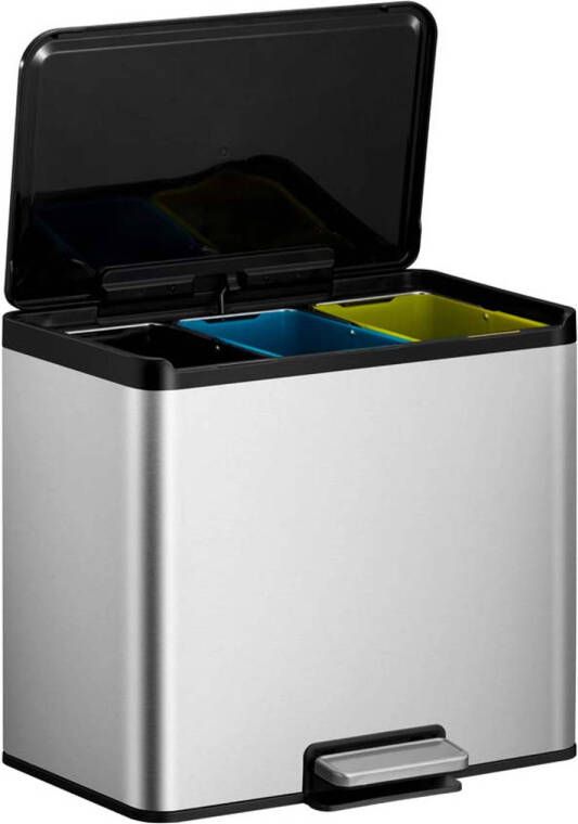 EKO Essential Recycler pedaalemmer afvalscheider 3 x 9L mat RVS