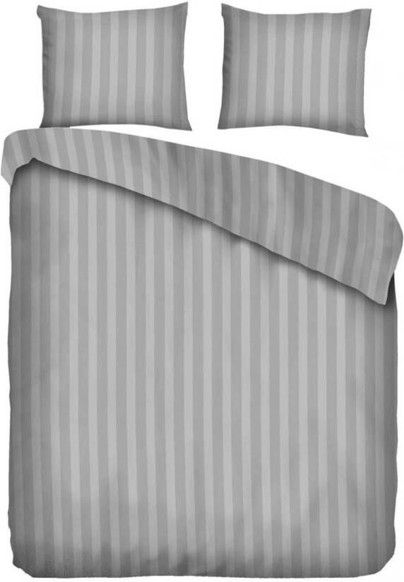 Elegance Dekbedovertrek Hotel Kwaliteit Satijn Streep Licht grijs 200x200 220cm