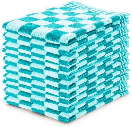 Eleganzzz Keukendoekset Blok 50x50cm turquoise set van 10